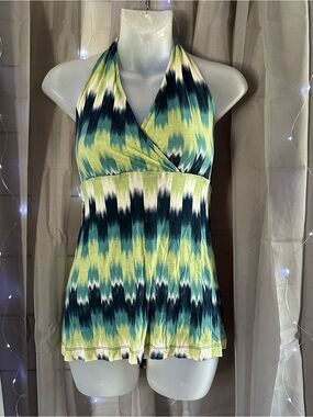Mudd green & blue tie-dye flowy halter top Size: XL